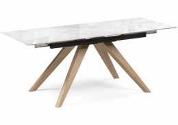 Керамический стол Морсби 140(200)х80х80 statuario cara / дуб монтана (80x80)