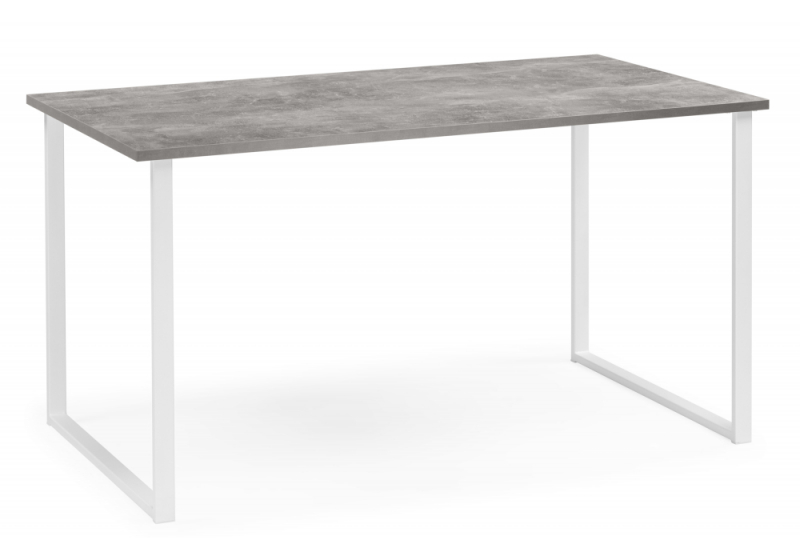 Стол деревянный Лиман 140 x 80 бетон светлый / белый матовый (80x75). 