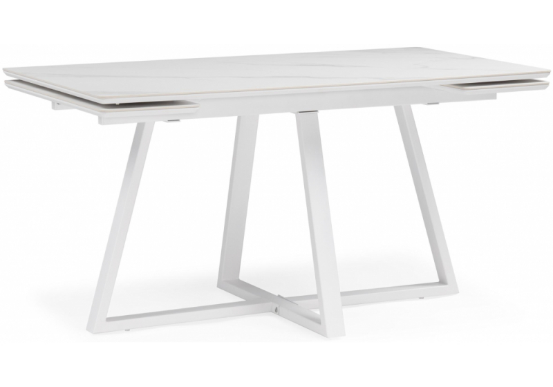 Керамический стол Памелла 140 (200) х 80 белый мрамор alpin white / snow white / белый (80x75). 