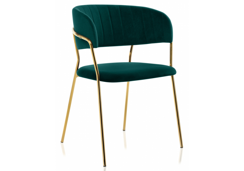 Стул на металлокаркасе Kamelia зеленый / золото (57x55x80). 